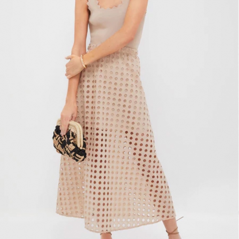 Tuckernuck Tan Cotton Eyelet Eve Skirt